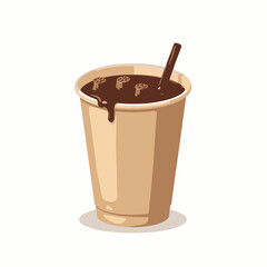 Steaming hot chocolate in a takeaway cup with a chocolate stick, perfect for cozy winter moments and dessert menus.