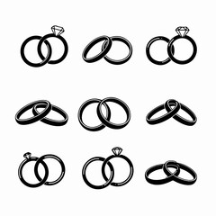 Wedding rings set for marriage celebration