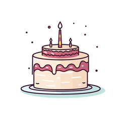 Flat Design Birthday Cake Icon Vector Illustration for Celebratory Events and Special Occasions