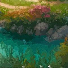 Various oil paintings, floral landscapes, chrysanthemums, waterfalls, swallows, streams, plum blosso