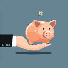 Financial Growth Concept with Hand Holding Piggy Bank, Money Chart, and Dollar. Professional Banking Image