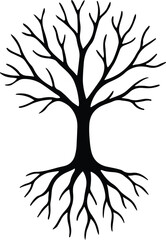 Silhouette tree with roots and branches Vector Illustration