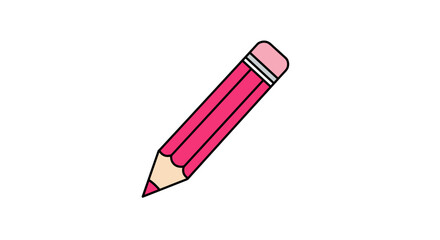 Pink pencil on white background, simple vector illustration for stylish design svg

