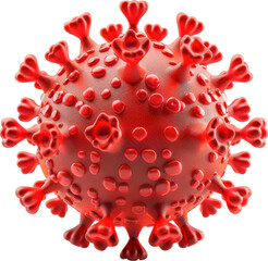 Detailed Red Coronavirus Illustration Isolated on White Background, Medical Concept