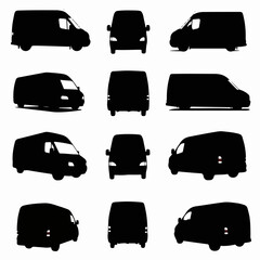Van silhouette set vehicle black design
