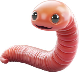 Fototapeta premium Cheerful Cartoon Worm Rendered in 3D Against White Background