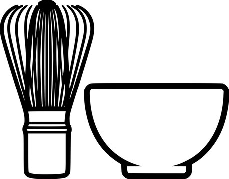 black matcha whisk and bowl outline clip art preview