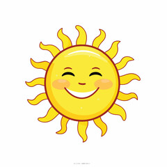 Professional Cartoon Yellow Sun Silhouette with Bright Rays Vector Image