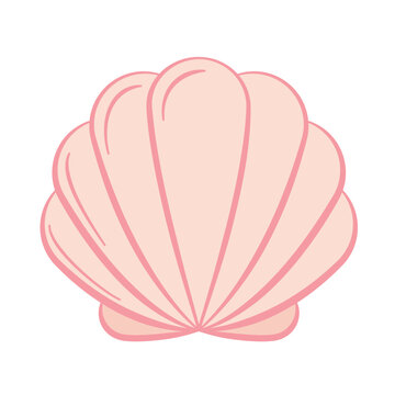 Mermaid clam sea shell in flat design vector icon
