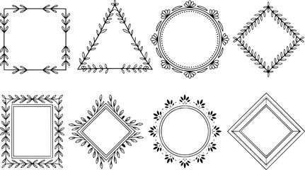 Obraz premium Elegant geometric frames with decorative leafy elements