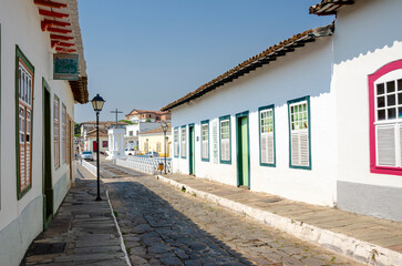 cobblestone street in the town of Goias, formely capital of the state