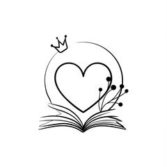 Romance author emblem, simple line drawing on a white background.
