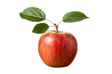Juicy Red Apple with Fresh Green Leaves A Vibrant Image of Healthy Fruit