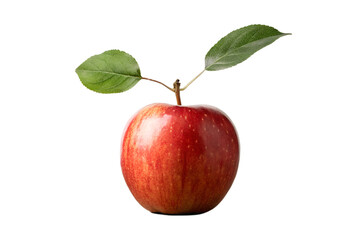 Juicy Red Apple with Fresh Green Leaves A Vibrant Still Life Photograph