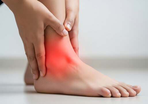 Person suffering from acute ankle pain and injury - Powered by Adobe