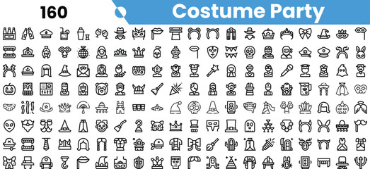 A diverse collection of costume party icons featuring fun, whimsical designs to inspire creativity and celebration.