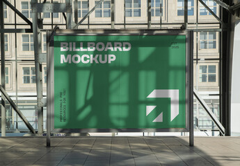 Front View Billboard City Station Mockup