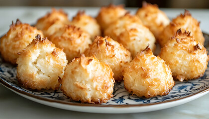 Fototapeta premium Homemade coconut macaroons on a plate for Passover