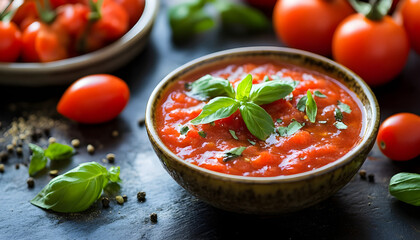 Juicy fresh tomato with rich tomato sauce