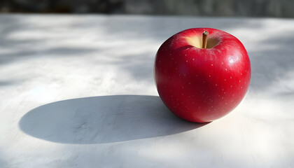 red apple on a white table background slowly rotating in circular mtion