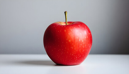 red apple on a white table background slowly rotating in circular mtion