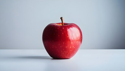 red apple on a white table background slowly rotating in circular mtion