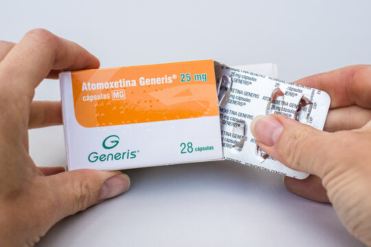 Tallinn, Estonia - June 22, 2025: Atomoxetina Generis contains atomoxetine, a non-stimulant medication for ADHD. Manufactured by Generis Farmac&ecirc;utica S.A..