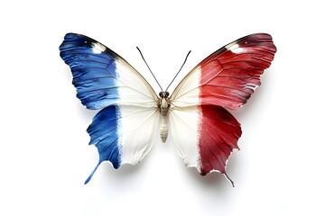 Obraz premium Butterfly with flag image on white background