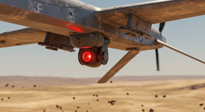 Military Drone Surveillance High-Resolution Imagery of Desert Operations