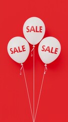 Sale announcement with white balloons