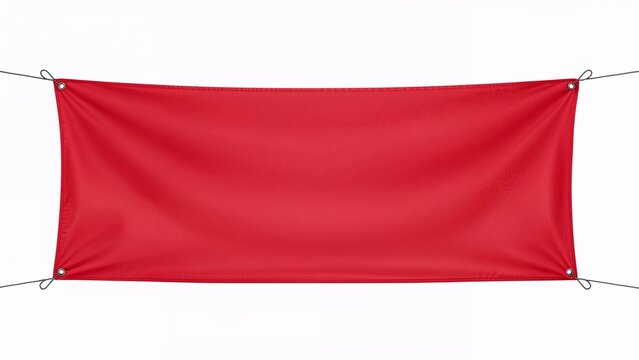 Bold red banner with grommets and empty space