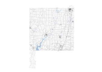 Clinton map featuring highways and waterways. Clean vector design, suitable for city landscape visualization.