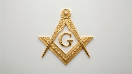 Gold masonic emblem on white background
