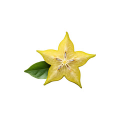 Fototapeta premium Yellow Starfruit Cut Open – Exotic Tropical Fruit on Clean Background