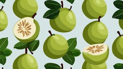 Minimalist Vector Guava Wallpaper with Seamless Design Elements
