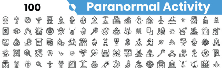 A diverse collection of icons representing various aspects of paranormal activity, including symbols, entities, and mystical themes. © Sk Sa