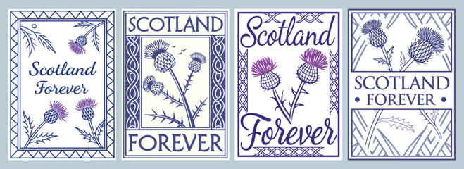 Heritage and Pride Scotland Poster Designs A Collection of Beautifully Illustrated Thistles and Decorative Patterns Celebrating Scottish Culture
