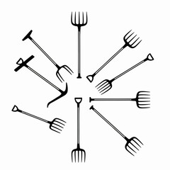 Fototapeta premium Pitchfork arrangement isolated on white background