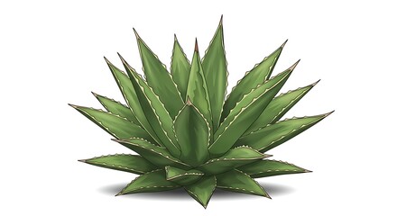 Fototapeta premium Drawing of Green Agave Plant on White Background