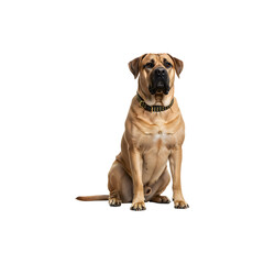 Obraz premium Loyal brown mastiff dog sitting and looking directly ahead
