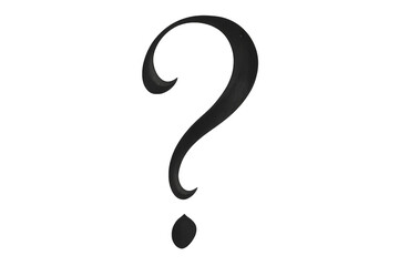 Oversized dark question mark hovering against transparent backdrop, symbolizing doubt, inquiry, and conceptual questioning
