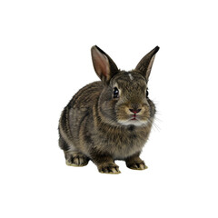 Obraz premium Adorable black rabbit sitting calmly on isolated white background