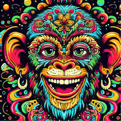Naklejka premium alternative digital art of a funny monkey 44