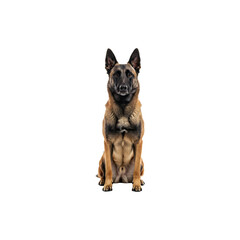 Obraz premium Alert German Shepherd Dog Sitting Upright Against White Background