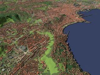3D illustration of city and urban in Naples Italy