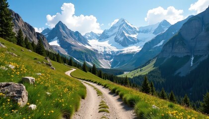 Trail winding through Glacier National Park's alpine scenery, path, rocky, beautiful