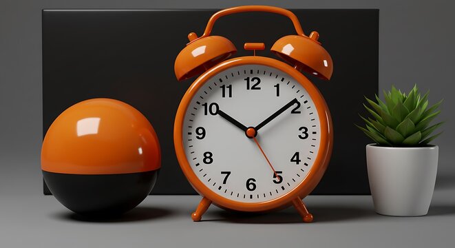 Orange clocks vibrant contrast scene
