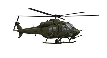 Fototapeta premium Military Helicopter Isolated on White Background for Illustration
