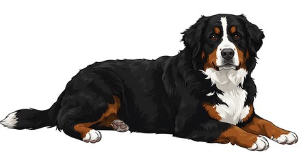 Dog Lying Down Resting on White Background