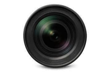 Realistic camera lens with glass reflections on a transparent background, perfect for photography and technology projects